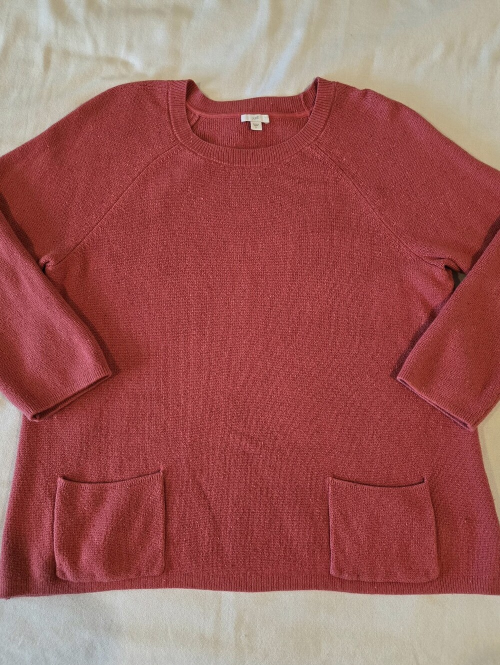J. Jill Cotton Blend Sweater Dark Coral Size XL Minimalist Lagenlook Boxy